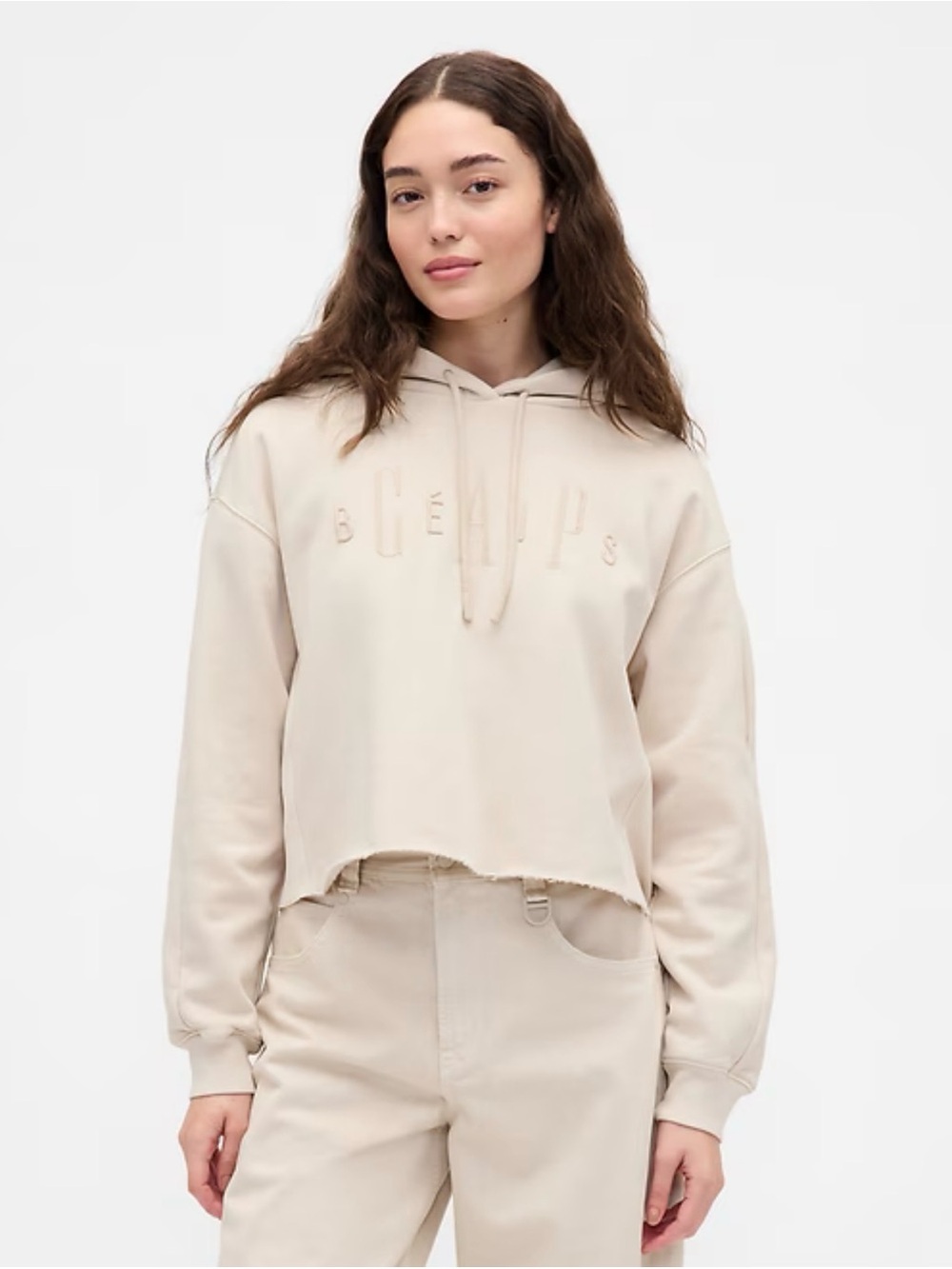 NWT Gap x Beis Cropped Sweatshirt in Beige- size Large